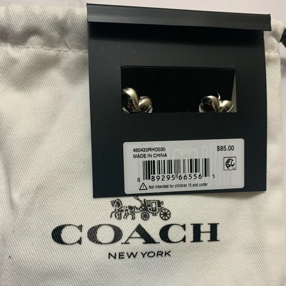 COACH Signature Quilted Puffy Heart Huggie Earrings NEW $85 - Picture 7 of 7
